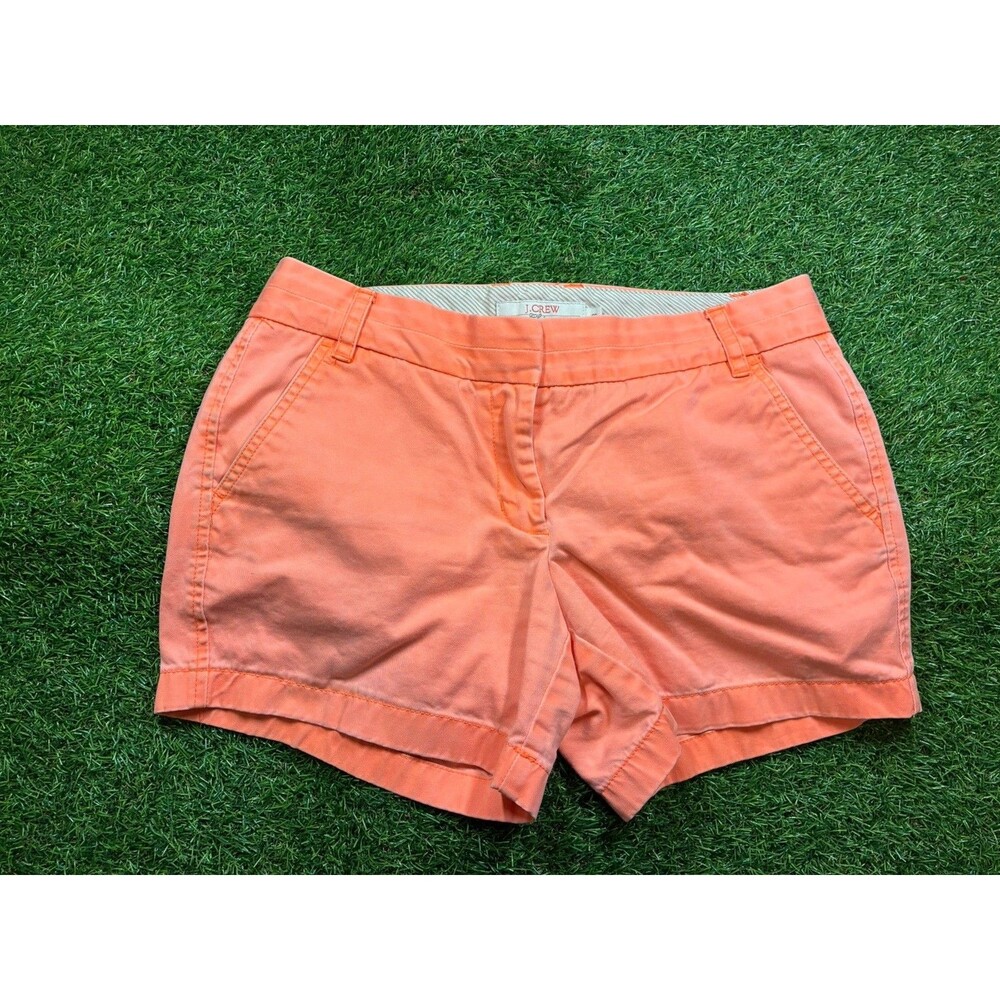 J Crew Broken In Chino Shorts Womens Size 8 Orange Sherbet Cotton